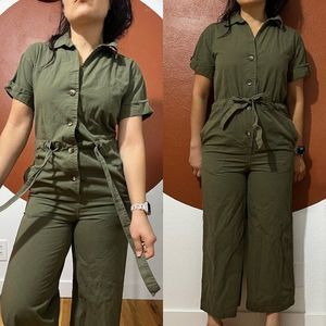 everyday casual green capri pants romper all in onepiece jumpsuit boiler suit XS